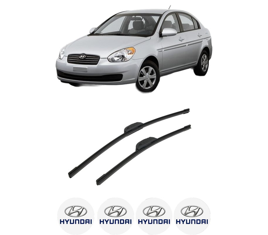 Set stergatoare auto HYUNDAI ACCENT III Saloon (MC) din 2005-2010, pentru parbriz auto, 2 bucati, Bosch Aerotwin Retrofit, din cauciuc siliconat rezistent, 4 Stickere Auto HYUNDAI