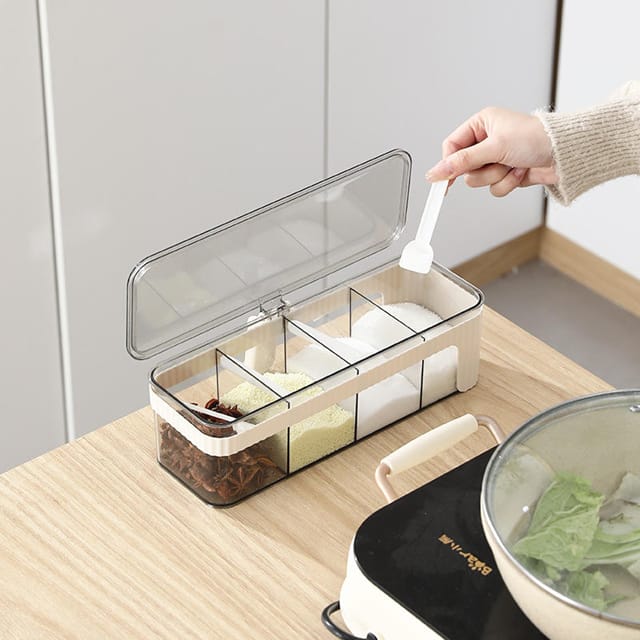 Acrylic 4-Compartment Spice Storage Container Set