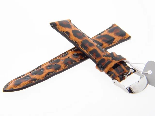 Brand New Michele 18mm Natural Cheetah Print Patent Leather  display picture 3