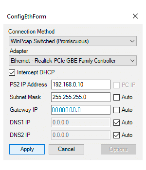 PS2 - OPL network connection in windows 10