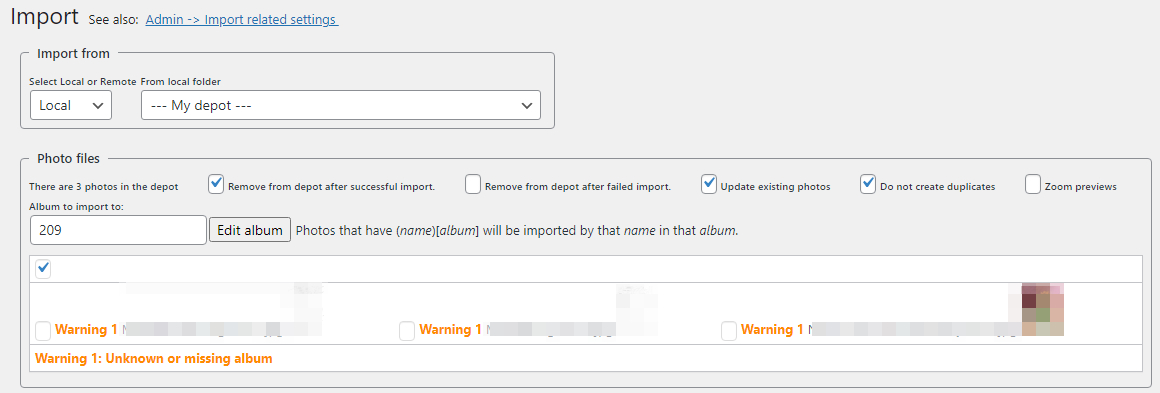 Importing images from uploaded files – process changed? - Project DMC