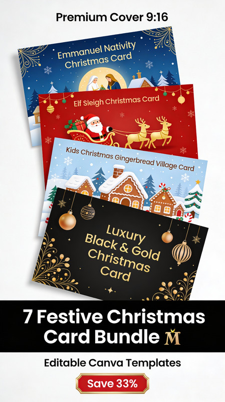 👉 "7 Festive Christmas Card Bundle 🎁 – Editable Canva Templates
