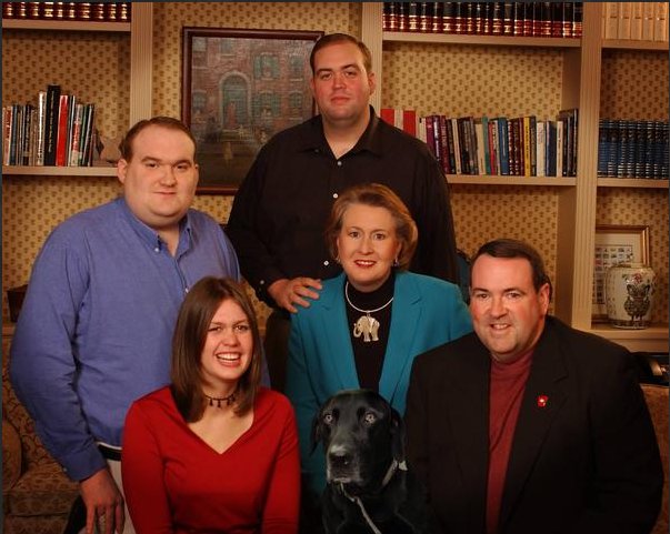 Janet Huckabee with her husband and children