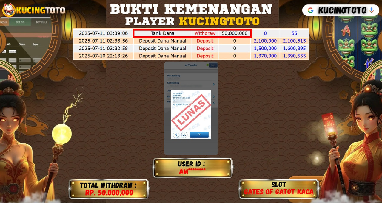 KUCINGTOTO JACKPOT SLOT GATES OF GATOT KACA RP.50.000.000.,- LUNAS