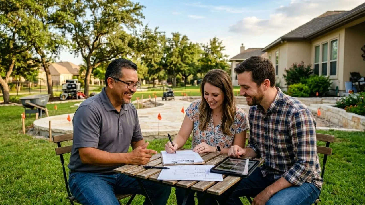 Concrete patio contractor contract signing process in San Antonio