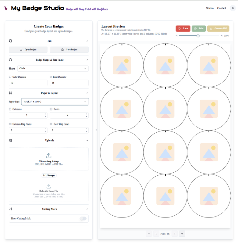 Button Badge & Fridge Magnet Template Maker | My Badge Studio