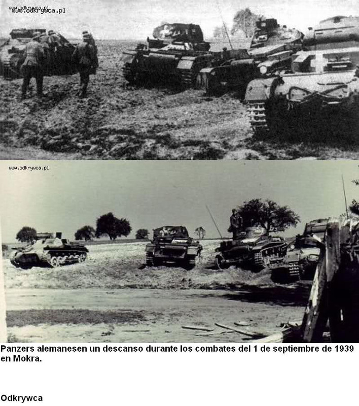 Panzers alemanes en un descanso durante los combates del 1 de septiembre de 1939 en Mokra