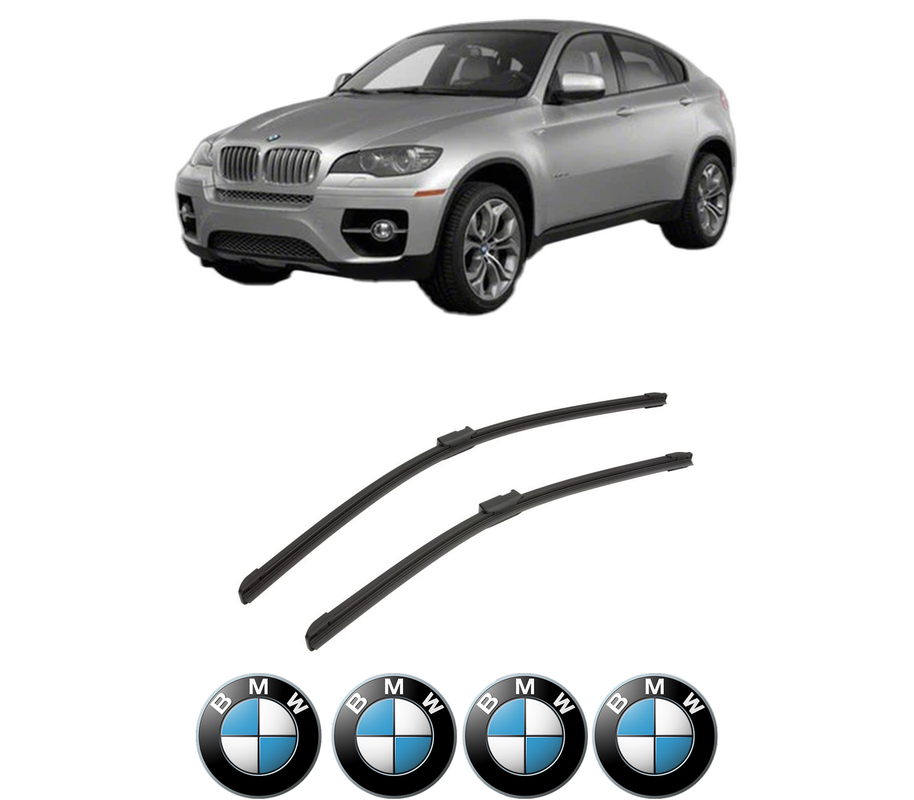 Set stergatoare auto BMW Seria X6 (E71, E72) din 2007-2014, pentru parbriz auto, 2 bucati, Bosch Aerotwin, din cauciuc siliconat rezistent, 4 Stickere Auto BMW Seria