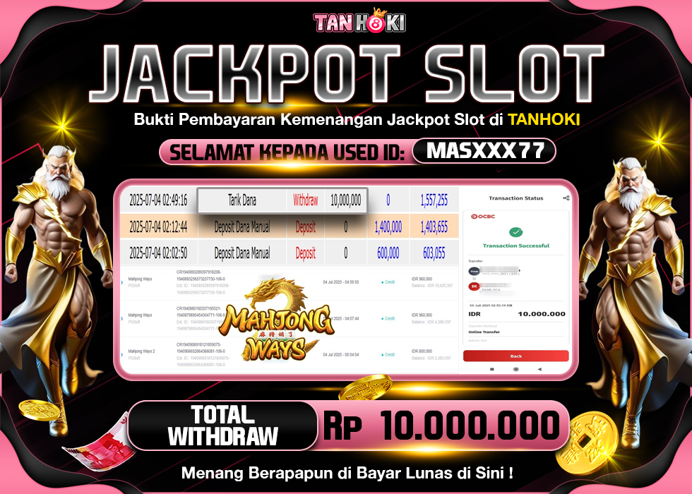 TANHOKI JACKPOT SLOT MAHJONG WAYS Rp.10.000.000,- LUNAS