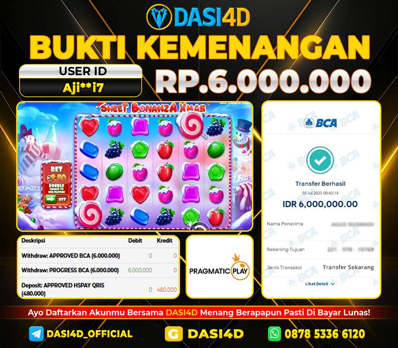 BUKTI KEMENANGAN 05 JULI 2025 DI SWEET BONANZA X MAS RP 6.000.000 JUTA