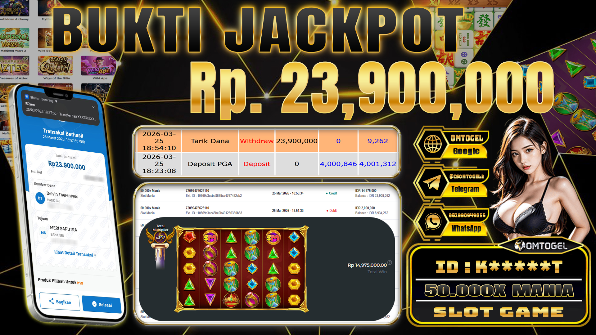 OMTOGEL JACKPOT SLOT MANIA 50,000x MANIA , 23 JUTA DI BAYAR LUNAS ,-