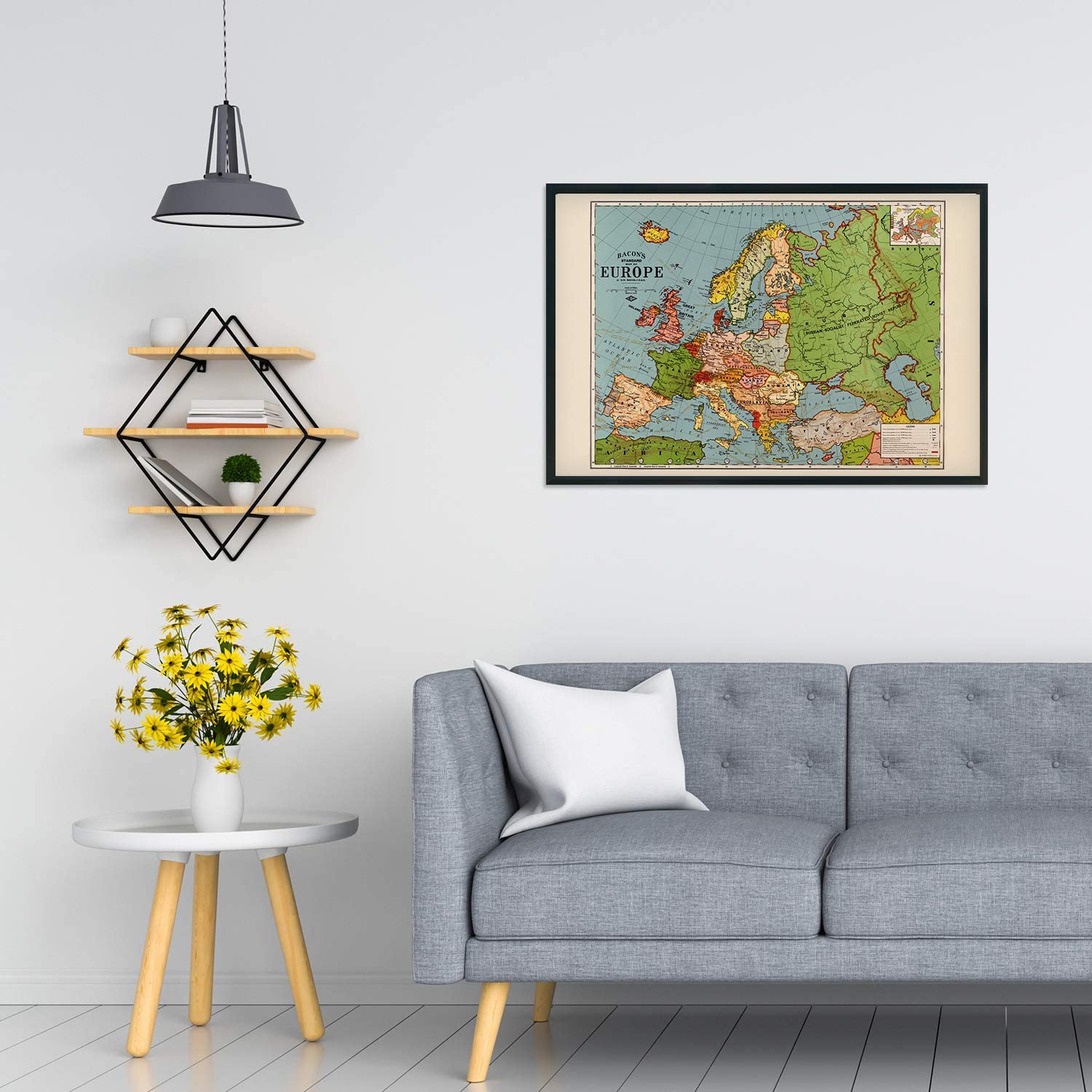 1925 Map of Europe Poster - Vintage Standard Map of Europ Wall Art Decor Print - Picture 23 of 24