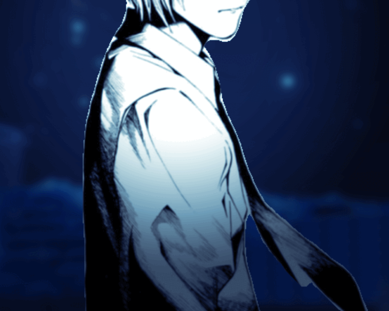 Jack (Bec) Noir stabs Kira (Death Note) through the heart.