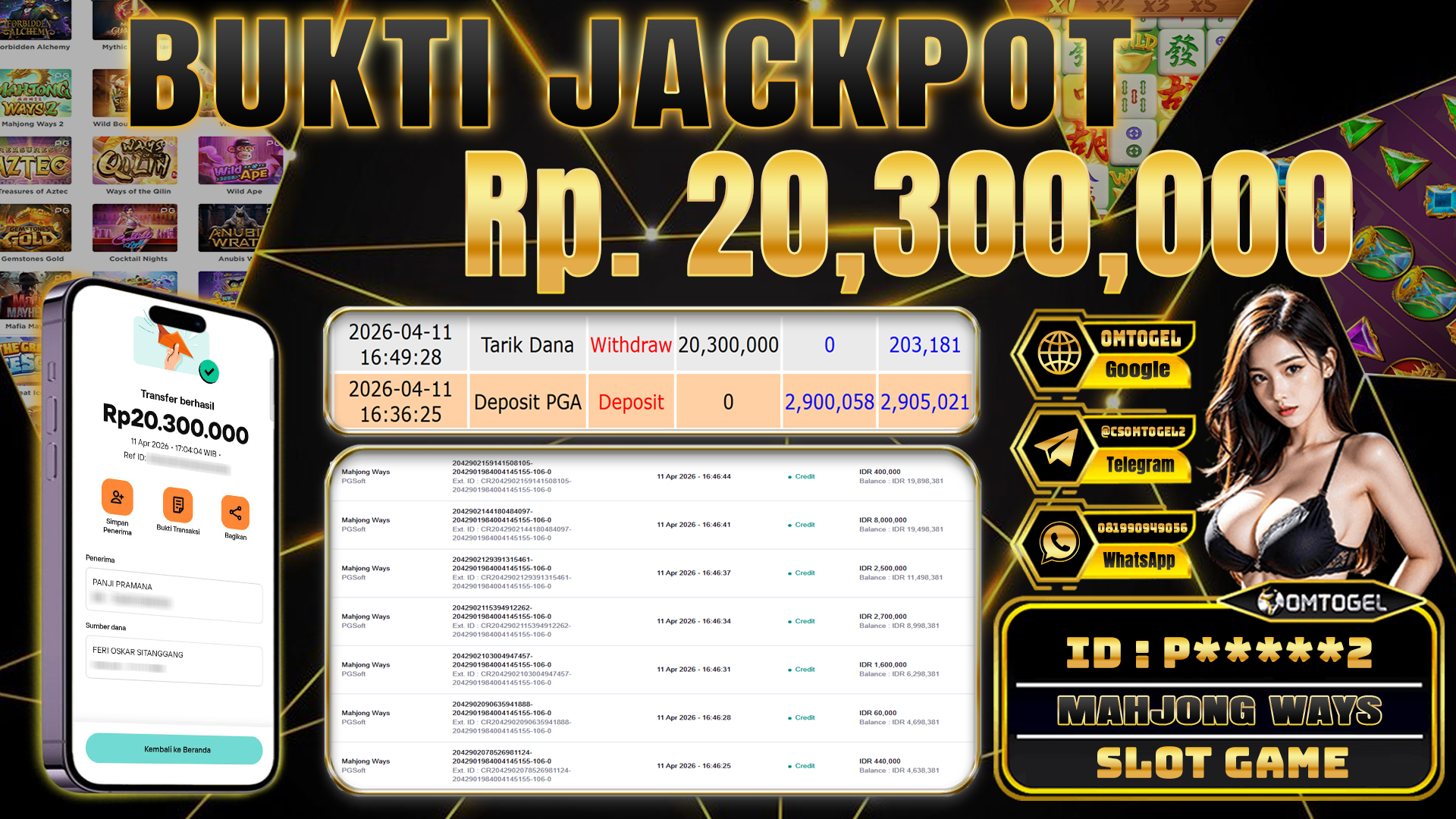 OMTOGEL JACKPOT PGSOFT MAHJONG WAYS ,20 JUTA DI BAYAR LUNAS ,-