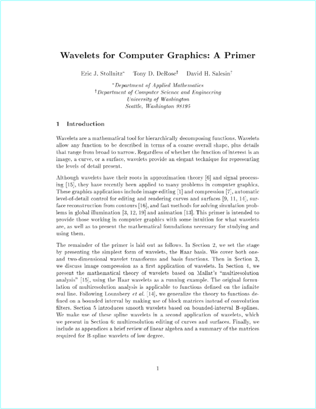 Stollnitz E Wavelets For Computer Graphics A Primer 1994