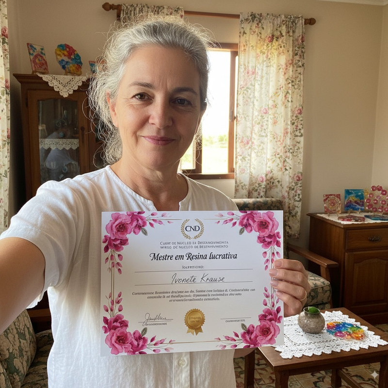 Aluna Ivonete Krause com certificado