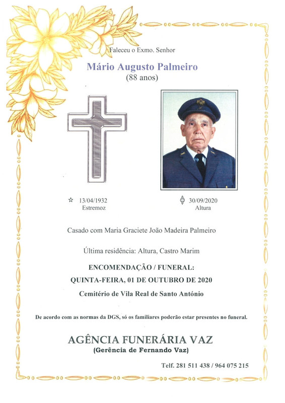 Nota de óbito_Mário Augusto Palmeiro
