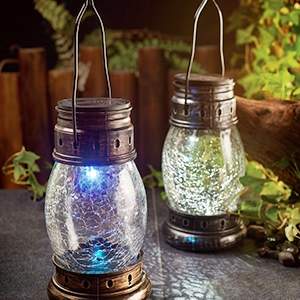 Solar crackle glass lantern Light80278