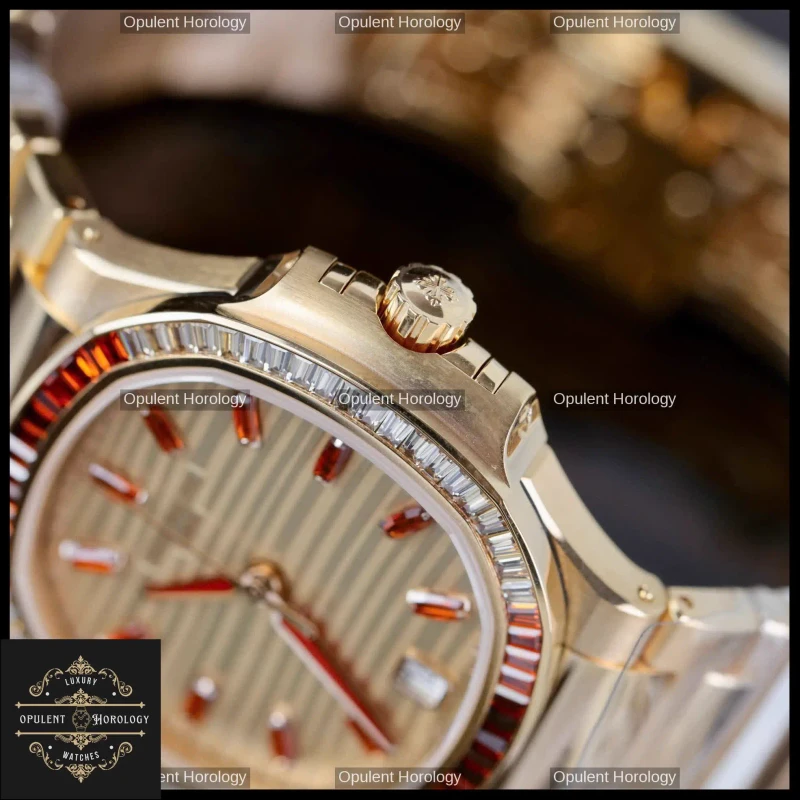 Patek Philippe Nautilus 7118/1300R Replica Rose Gold 35.2mm Diamond Bezel