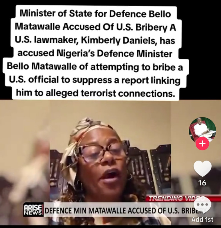 Minister of State for Defence Bello Matawalle Accused if trying to Bribe A U.S. lawmaker, Kimberly Daniels