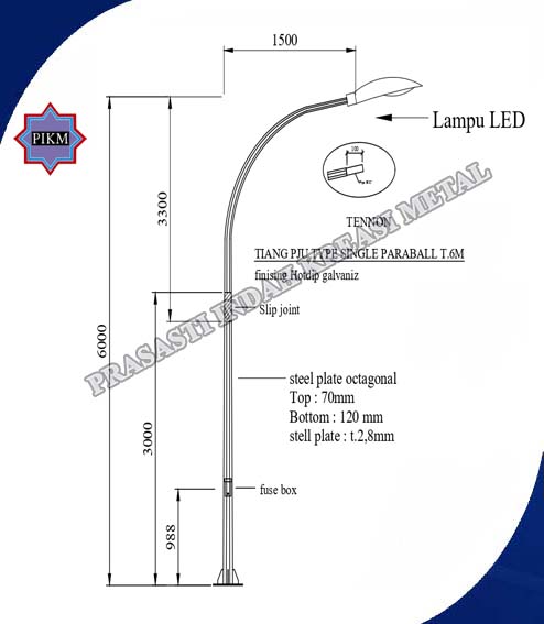 Tiang Lampu Jalan Pju Oktagonal Antik Solar Cell