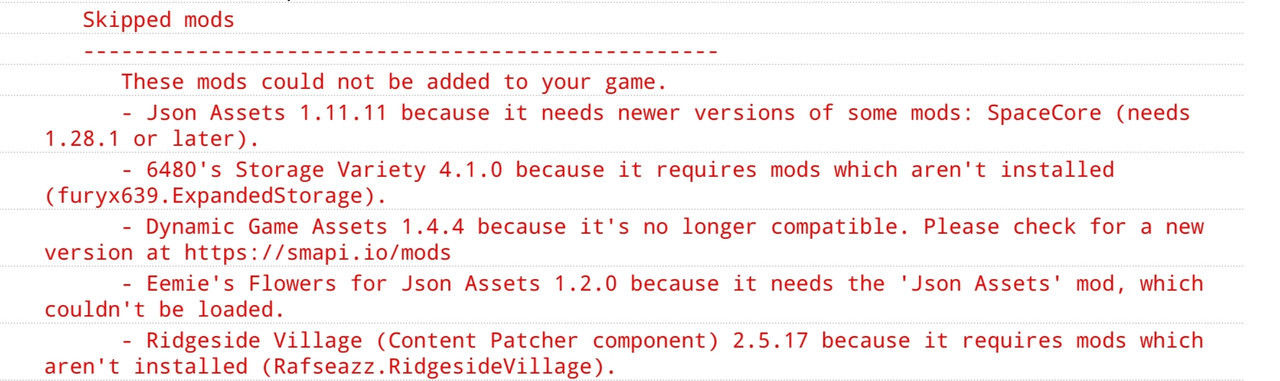 SMAPI error log example