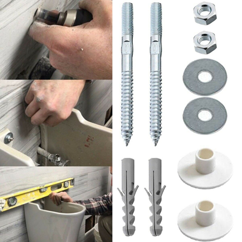 Light Duty Basin Fixing Kit M8 x 100mm Stud Screws Nylon Plugs Nuts Washers eBay