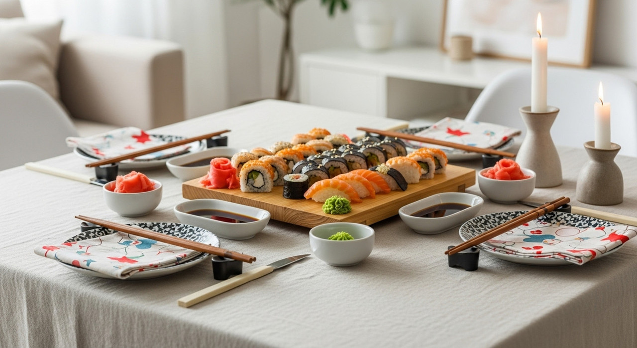 Советы по сервировке стола с вкусными суши и роллами