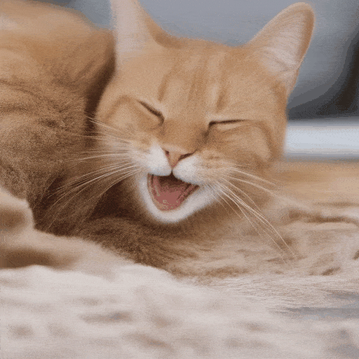 Prompt: a cat is laughing
