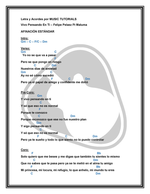 Cómo tocar Vivo Pensando En Ti de Felipe Pelaez Ft Maluma en Guitarra