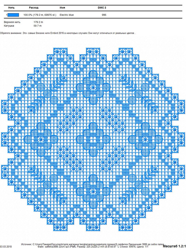 salfetka3886 22sm нитки