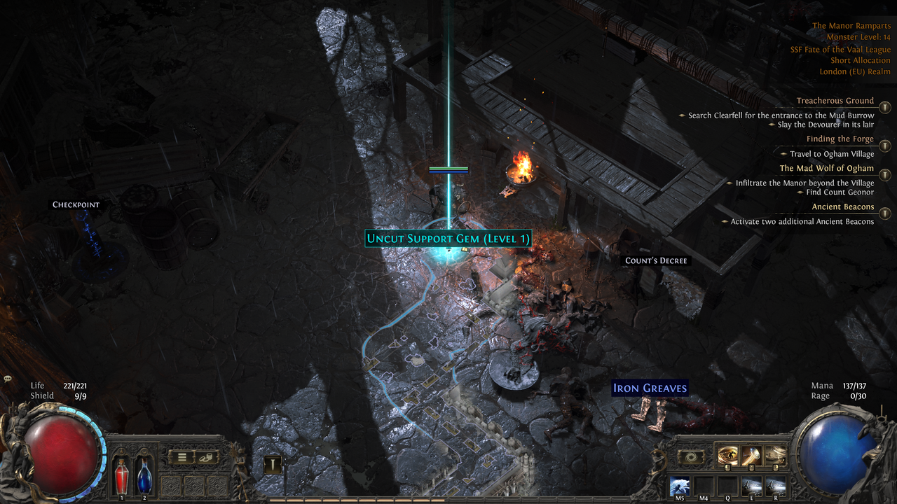 Manor Ramparts Support Gem