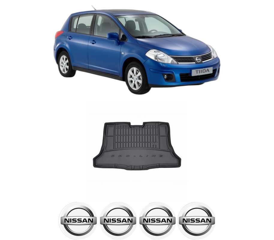 Tavita Portbagaj NISSAN TIIDA Hatchback (C11) din 2004-2013, Protectie Portbagaj Auto, 4x Stickere auto cu NISSAN