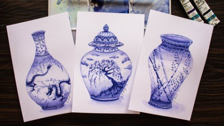 Watercolor Painting For Beginners | Chinese Vase Collection