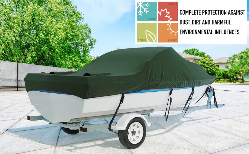 Trailerable 600D Waterproof Boat Cover - 17-19ft - Forest Green 2