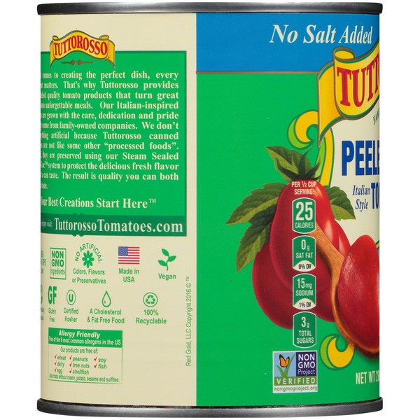 Tuttorosso No Salt Added Peeled Plum Italian Style Tomatoes 6