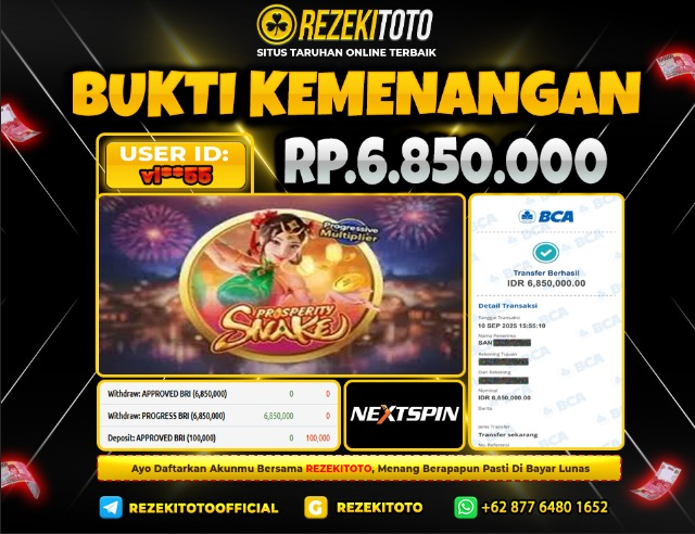 BUKTI KEMENANGAN 10 SEPTEMBER 2025 PROSPERITY SNAKE 6 JUTA 