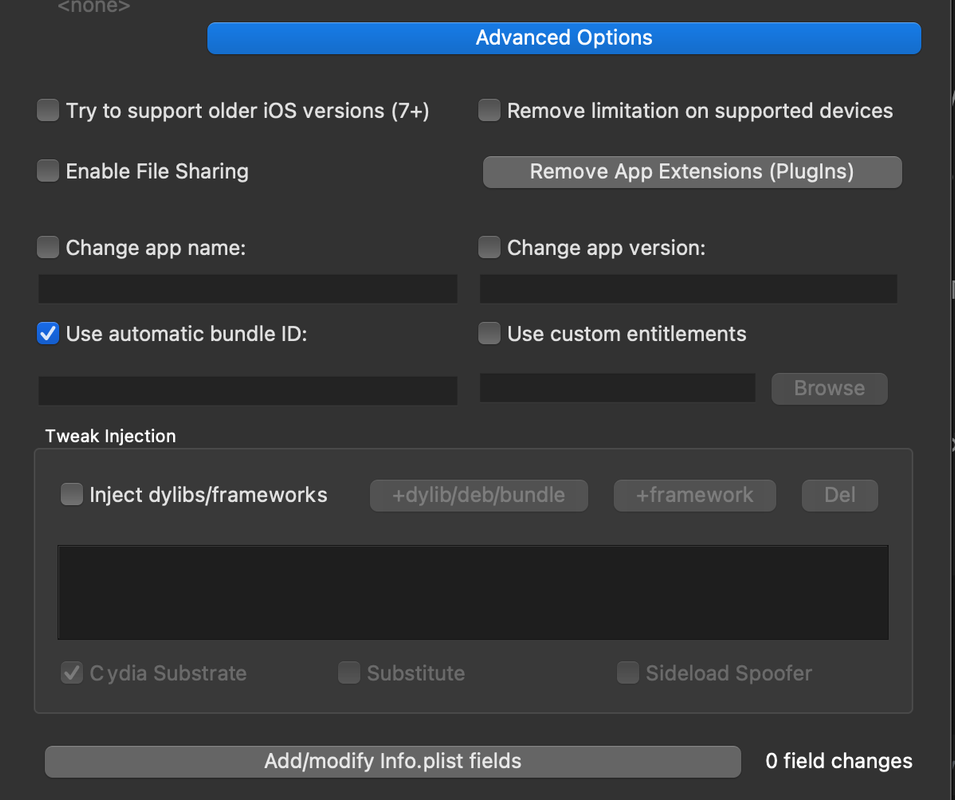 Advanced options