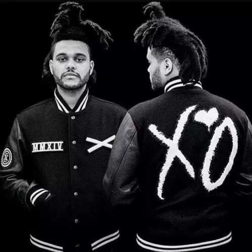 The Weeknd XO Jacket Bomber Black Wool Varsity Letterman Leather