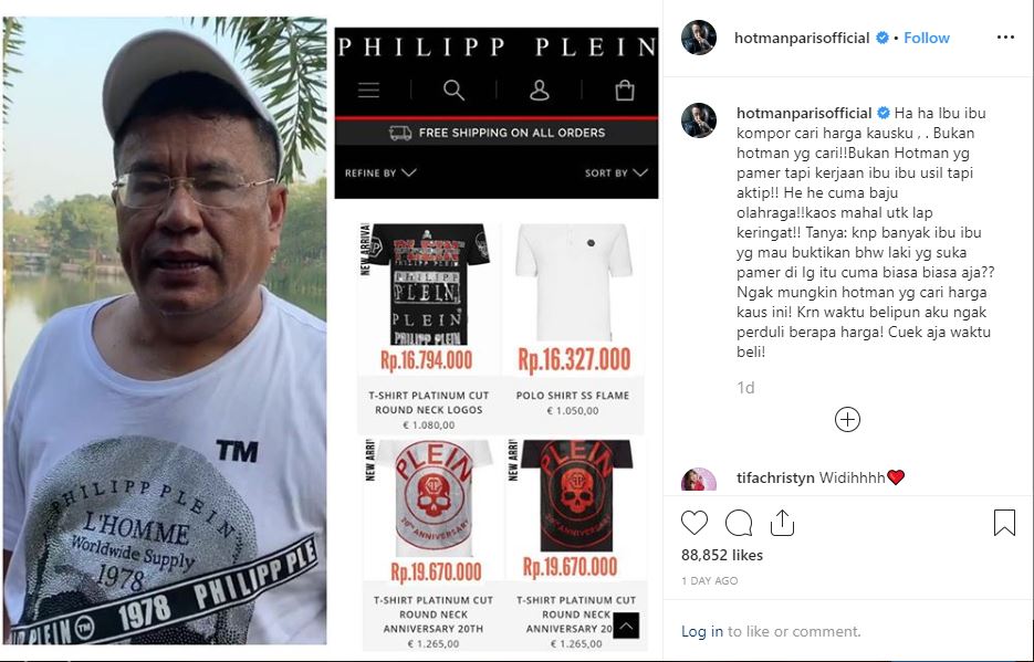 Hotman Paris tunjukan harga kaus yang dikenakannya