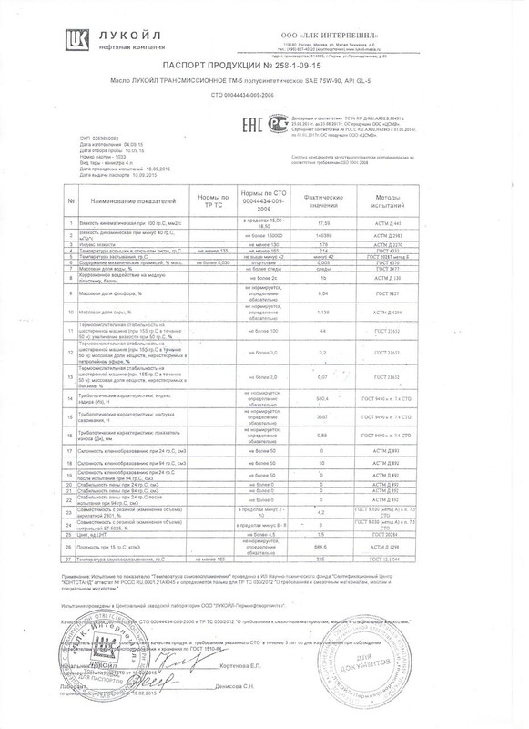 паспорт ТМ-5 75W90