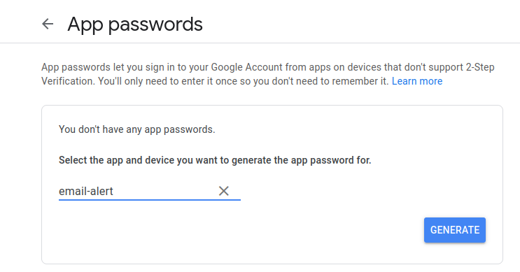 App Password App name