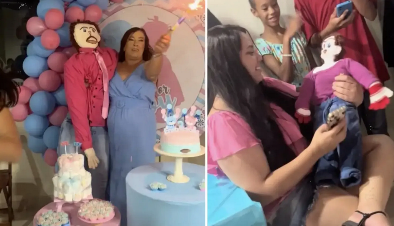 Se casa con Muñeco de Trapo y hace fiesta de revelación de género de ‘su Bebé’
