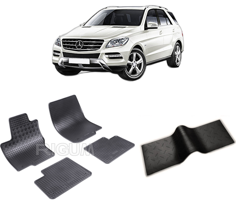 Set covorase auto MERCEDES ML W166 din 11.2011-05.2015, cu covoras tunel median, CAROSERIE SUV, Presuri cauciuc 100%, compatibil cu autoturismul MERCEDES ML W166, Rigum