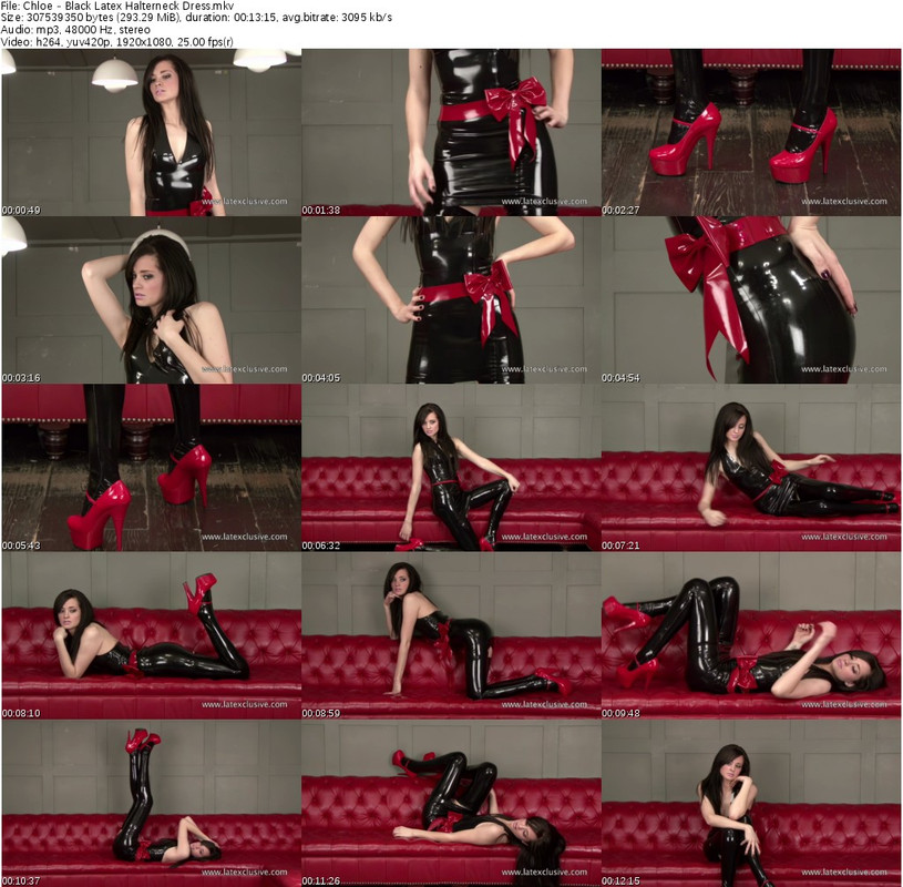 Chloe - Black Latex Halterneck Dress_s