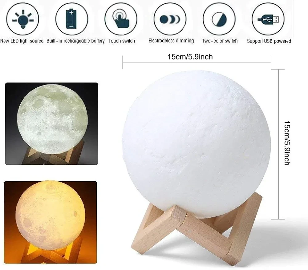Moon Lamp Light 3D Printing 