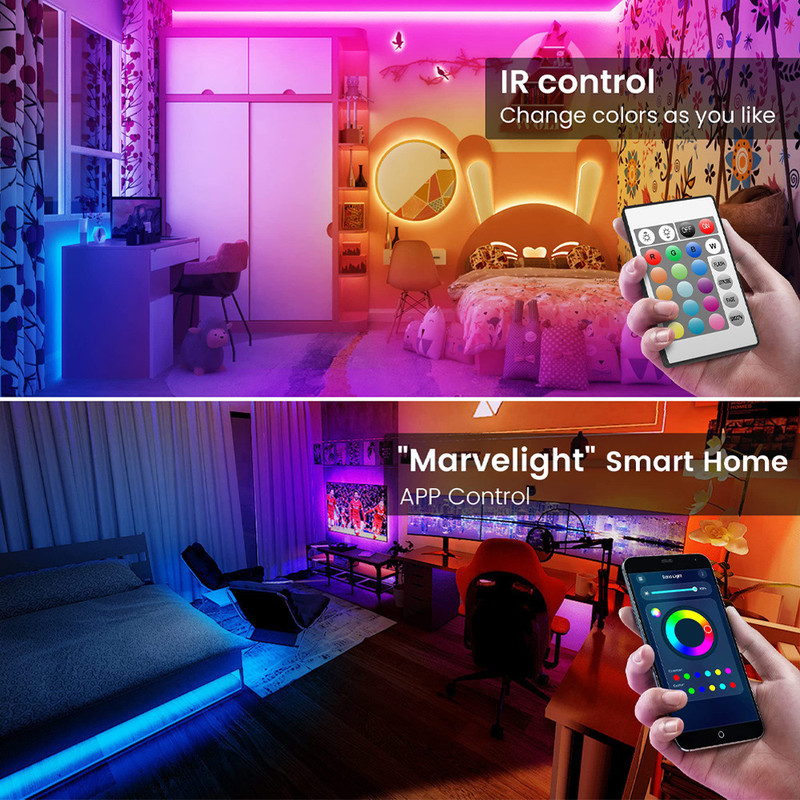 Kit Banda LED, Cafuneplus®, 5050 RGB, Exterior IP20, Telecomanda, Lumina Multicolora, 10 metri, 60 leduri 3 Unknown Image