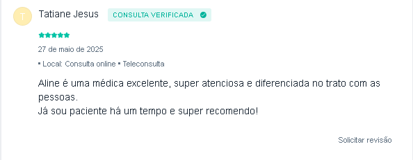 Depoimento de Tatiane Jesus sobre Dra. Aline Mouta