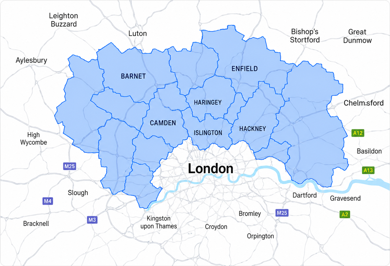 North London Service Area Map