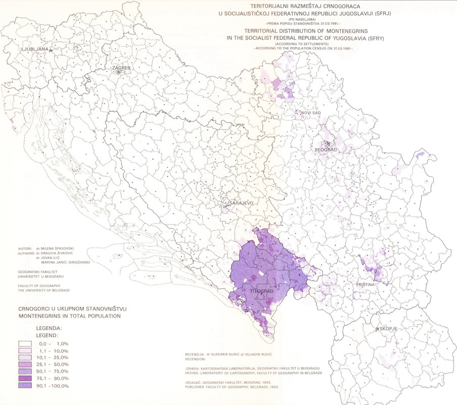 Etnički razmještaj Crnogoraca u SFRJ 1981